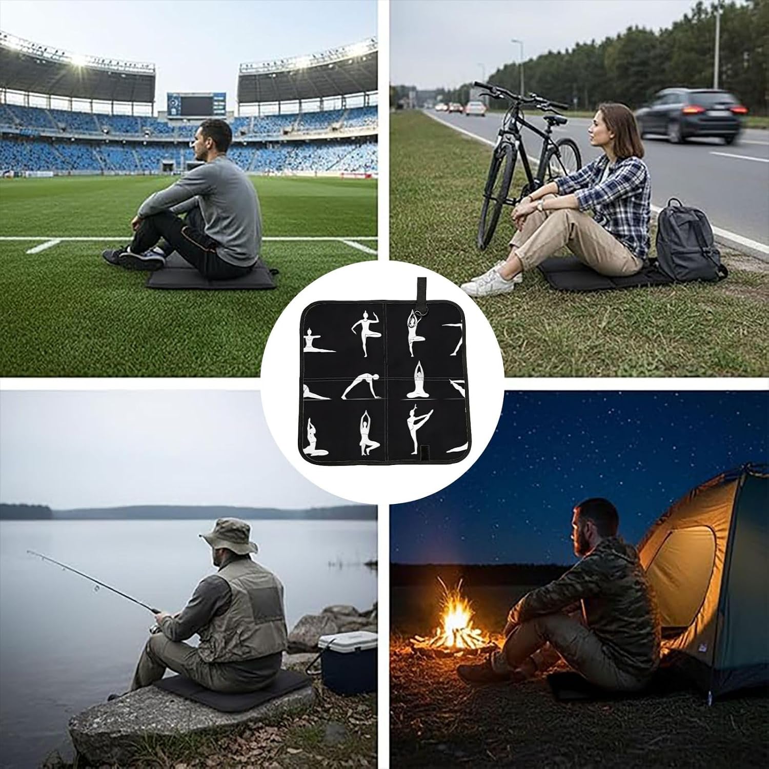 (Yoga) Sitting Pad Foldable Seat Cushion Lightweight Camping Seat Mat with Hook for Outdoor Hiking Picnic Camping
