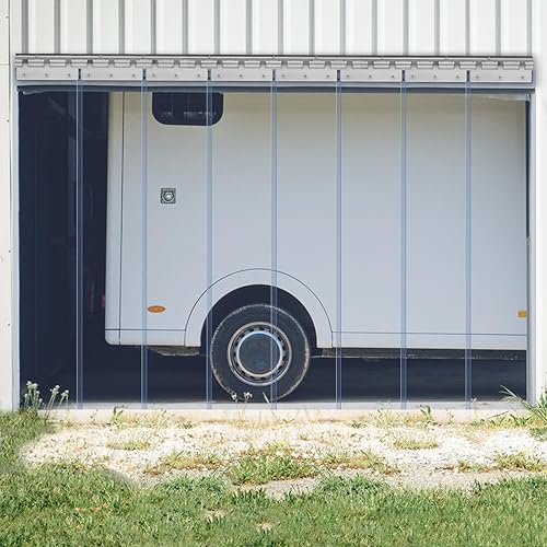 Miniatura 31 de VEVOR Cortina de tiras de PVC transparente, 84 pulgadas de alto x 42 pulgadas de ancho, 0.08 pulgadas de grosor, 7 piezas, 50% de superposición