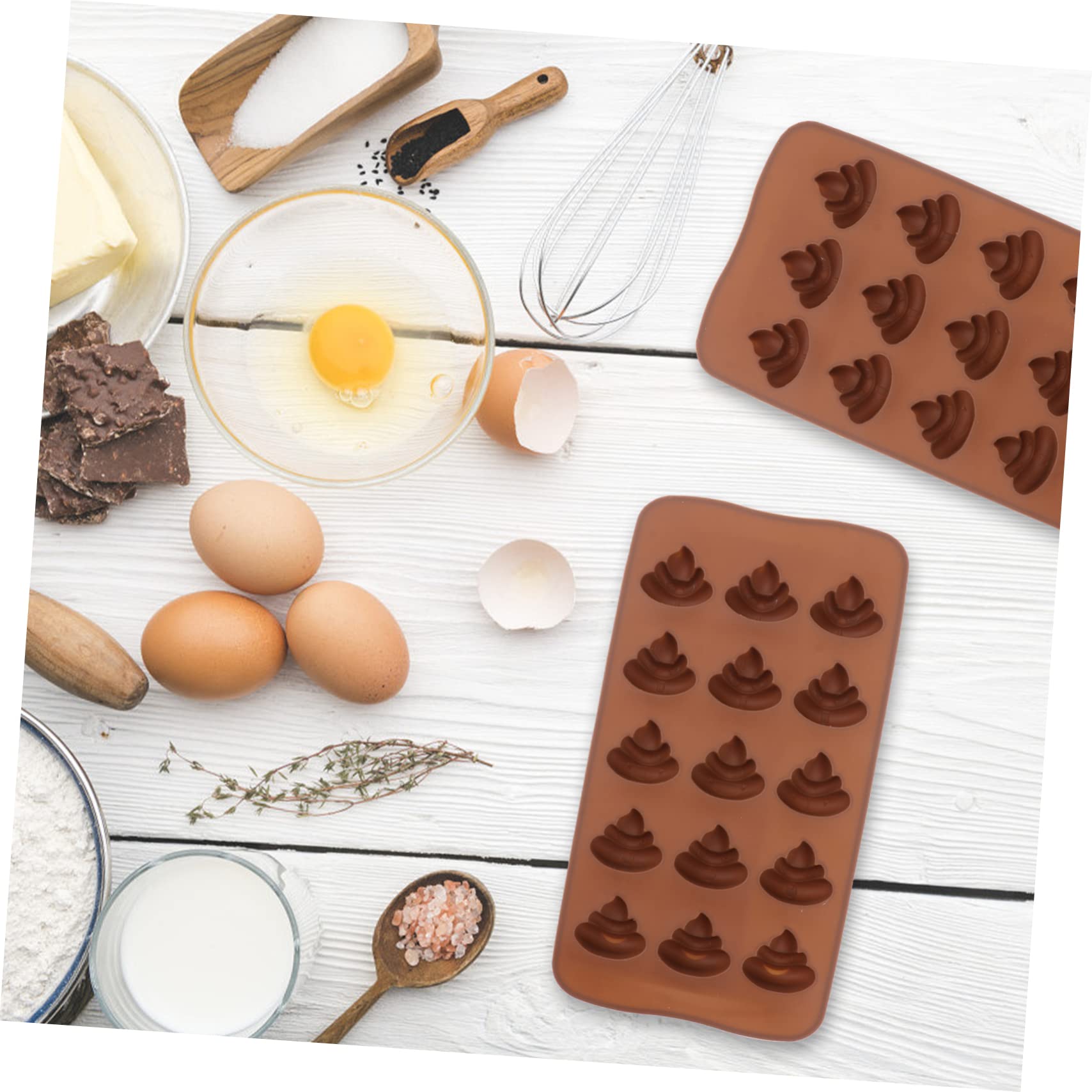 MAGICLULU 9 Piezas 15 Moldes De Chocolate Para Dulces Moldes De Gelatina Molde De Silicona Para Hornear Plantillas Para Galletas Molde De Gelatina En Forma De Caca Para Cupcakes Molde