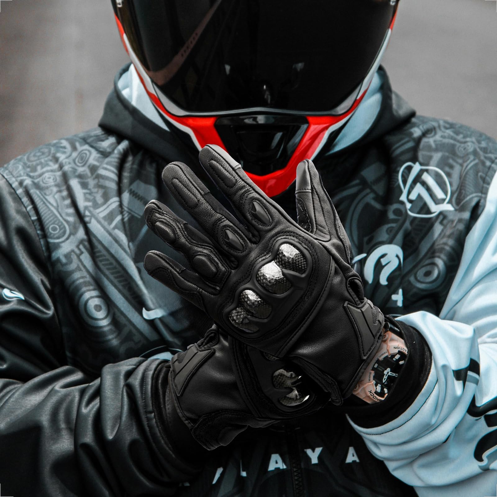 evermotor Wysokowydajne rękawice motocyklowe ze skóry, idealne na zimne pory roku, do motocrossu, skutera, motoroweru, quada, paintballa, ATV, rowerów górskich