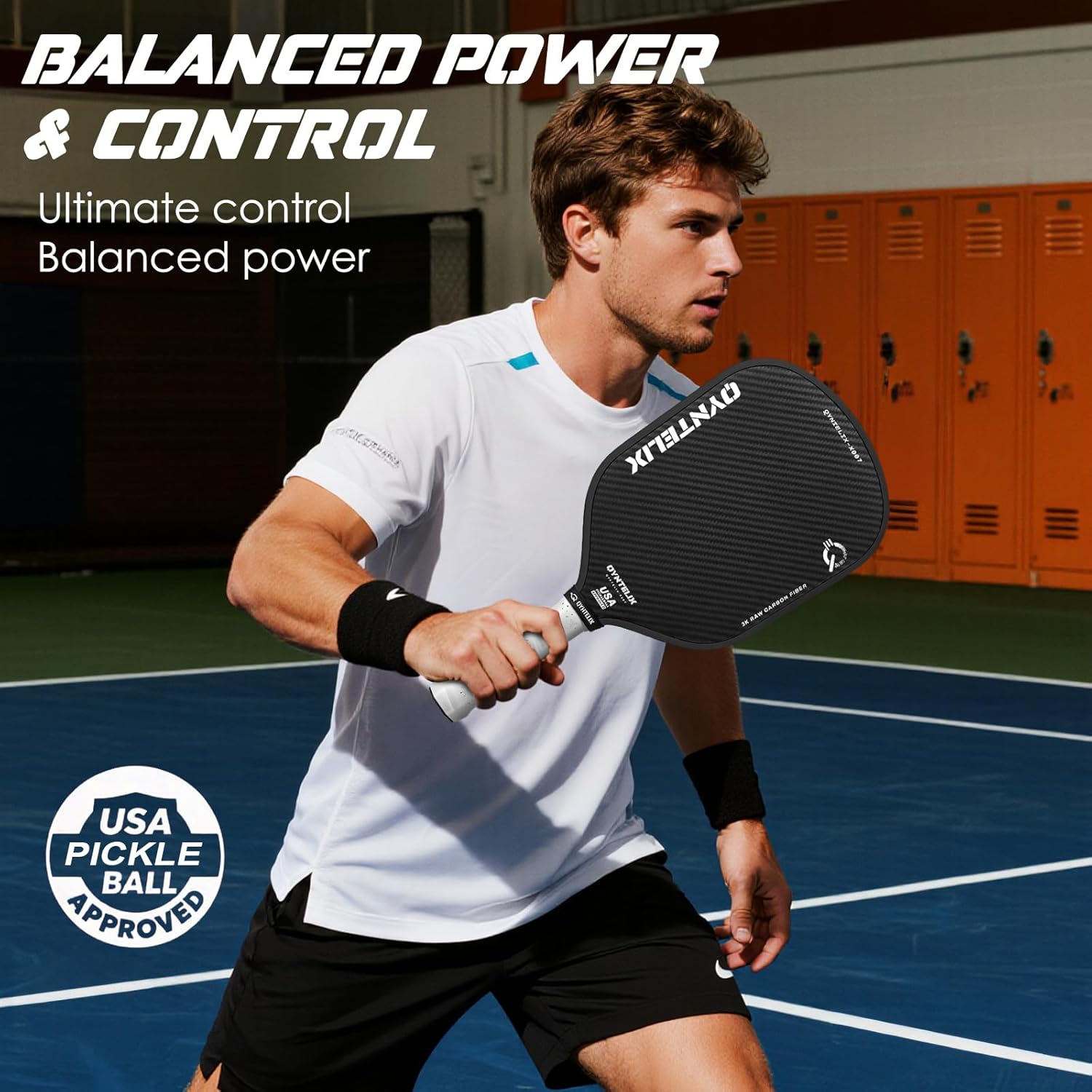 Pickleball Paddles – Carbon Fiber Pickleball Paddle with 16mm HEX-Force™ Polymer Core, Thermoformed Pickleball Racket with Unibody Design, USAPA Approved - Image 8