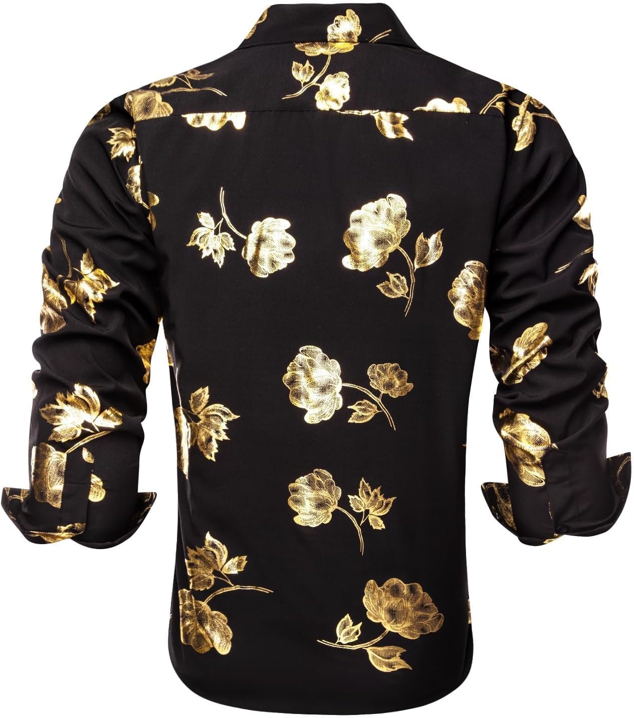 Hi-Tie Mens Hipstar Luxrury Paisley Floral 3D Printed Dress Shirts Shiny Long Sleeve Button Down Party Disco Nightclub Shirt - Image 5