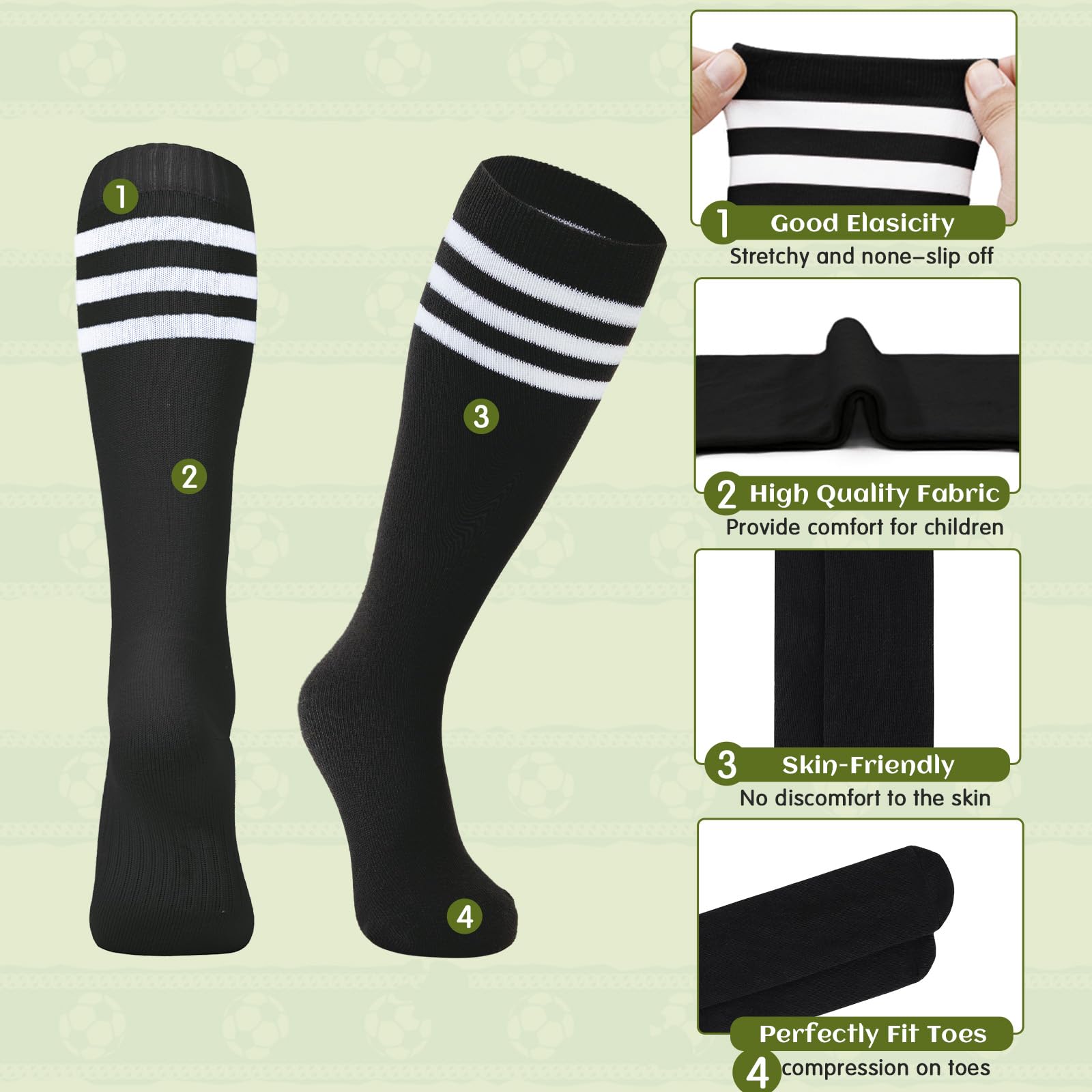 American Trends Calcetines de fútbol para niños y jóvenes, béisbol, jóvenes, fútbol, sóftbol, niñas, calcetines altos hasta la rodilla, 6 pares