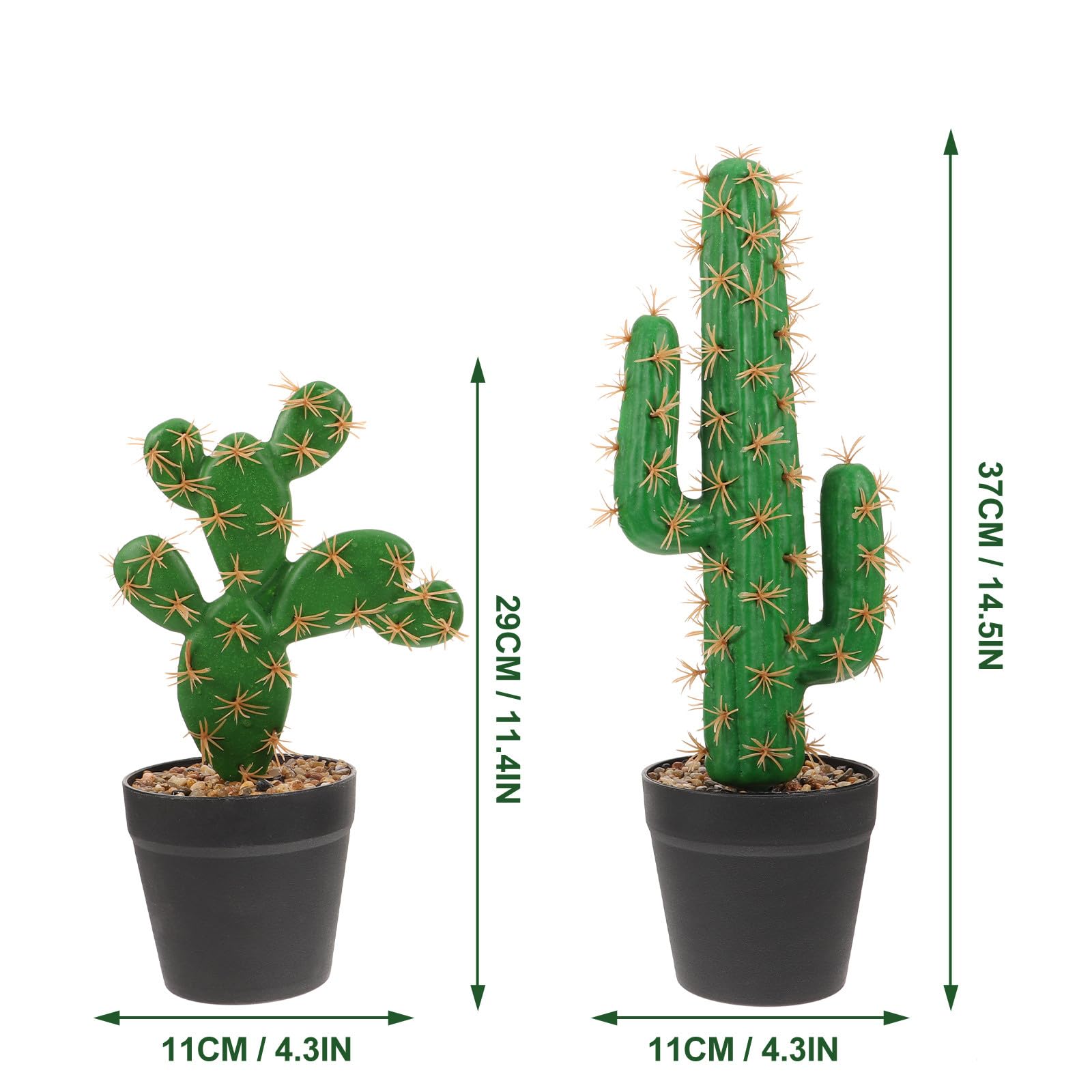 Générique 2 pièces Lot de Cactus Artificiels Pot Décoratif Figurines Succulentes Simulées Plantes sans Entretien pour Bureau Salon et Balcon