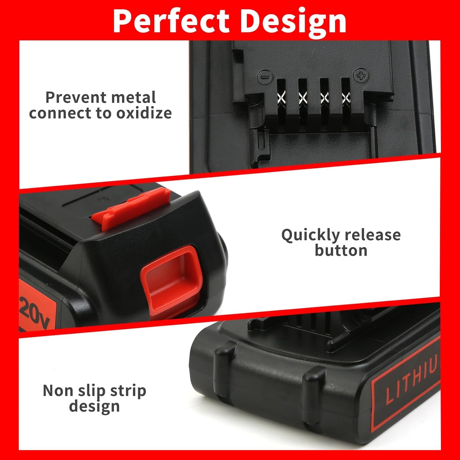 4.0Ah Lithium Replacement Battery Compatible with Black and Decker 20V Max LBXR20 LBX20 LBX4020, Extended Runtime for Cordless Power Tools - 2 Packs (Non-OEM) - Image 4