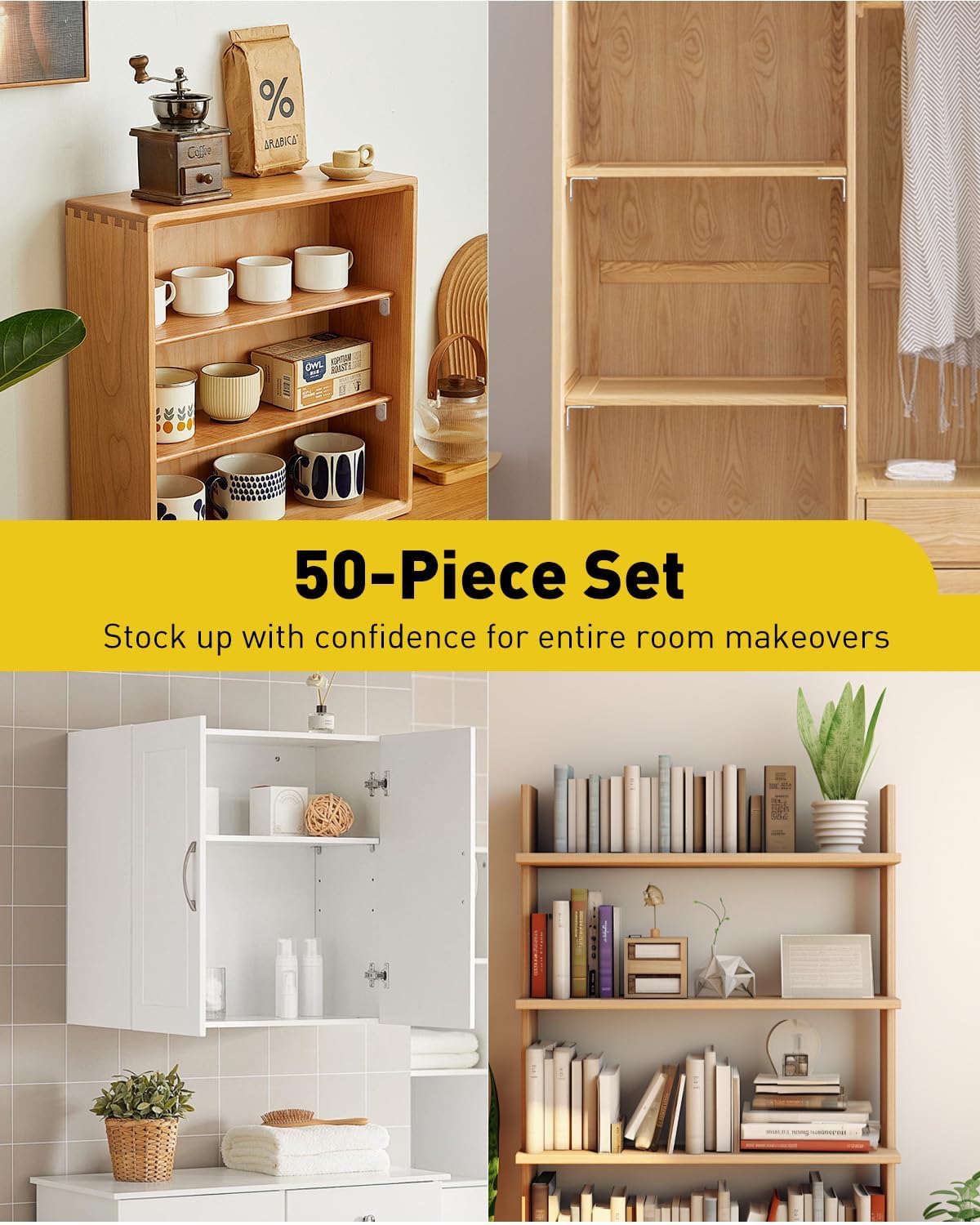Vibit 50 Pcs L-Shaped Shelf Support Pegs, 6mm Cabinet Shelf Pins with Rubber Sleeves, Cabinet Shelf Pegs with Hole, Nickel Plated Metal Shelf Brackets, Shelf Holders for Glass Kitchen Closet Bookcase — Amazon image 7