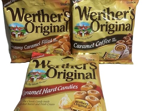 Werther's Original Hard, café, relleno de caramelo, 5.5 onzas, paquete de 3
