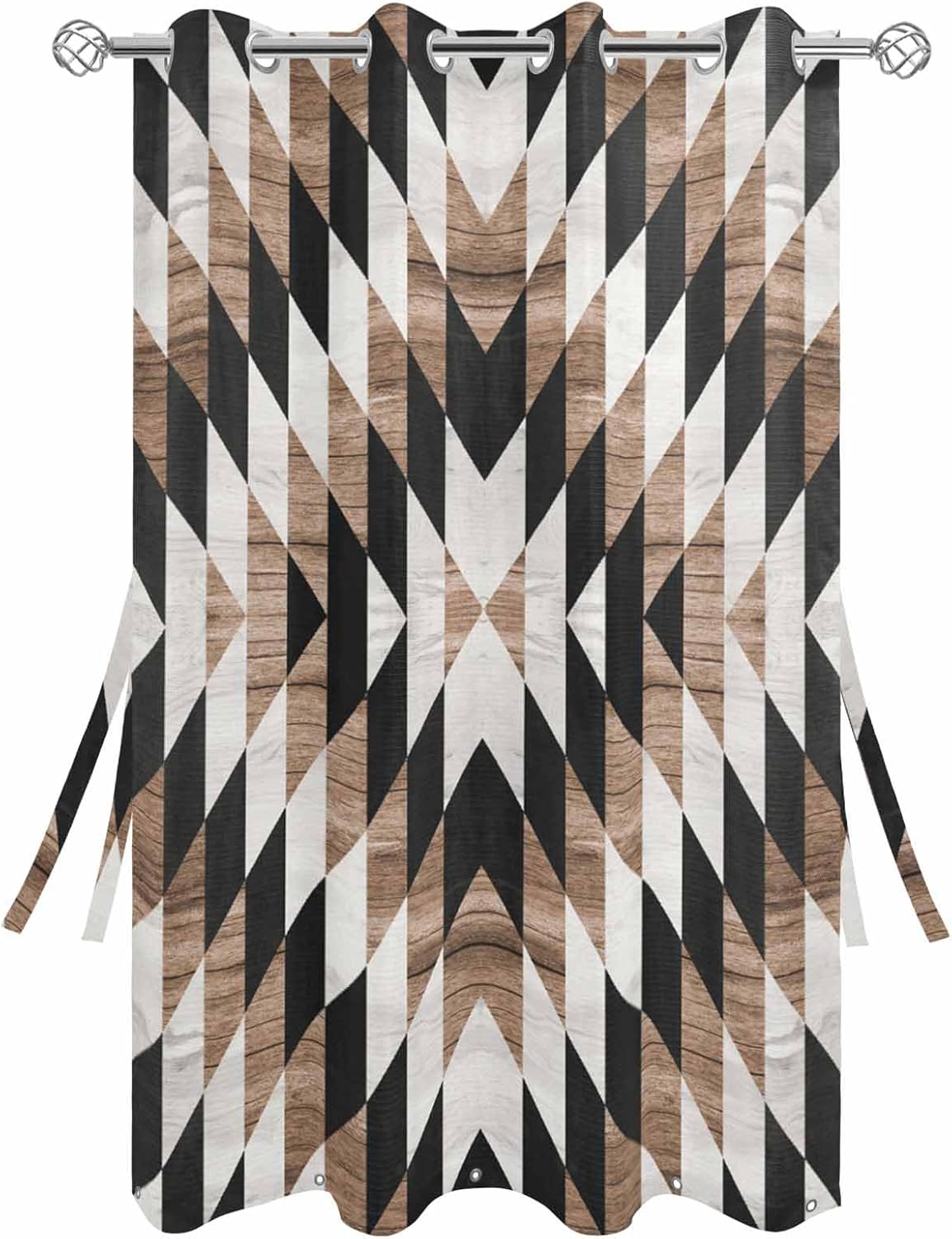 Brown Southwest Outdoor Curtains for Patio Waterproof,Privacy Sunlight Blocking Drapery,Top Bottom Grommet Drape for Gazebo Porch Pergola,1 Panel 54x108 Boho Aztec Morocco Farmhouse Black White