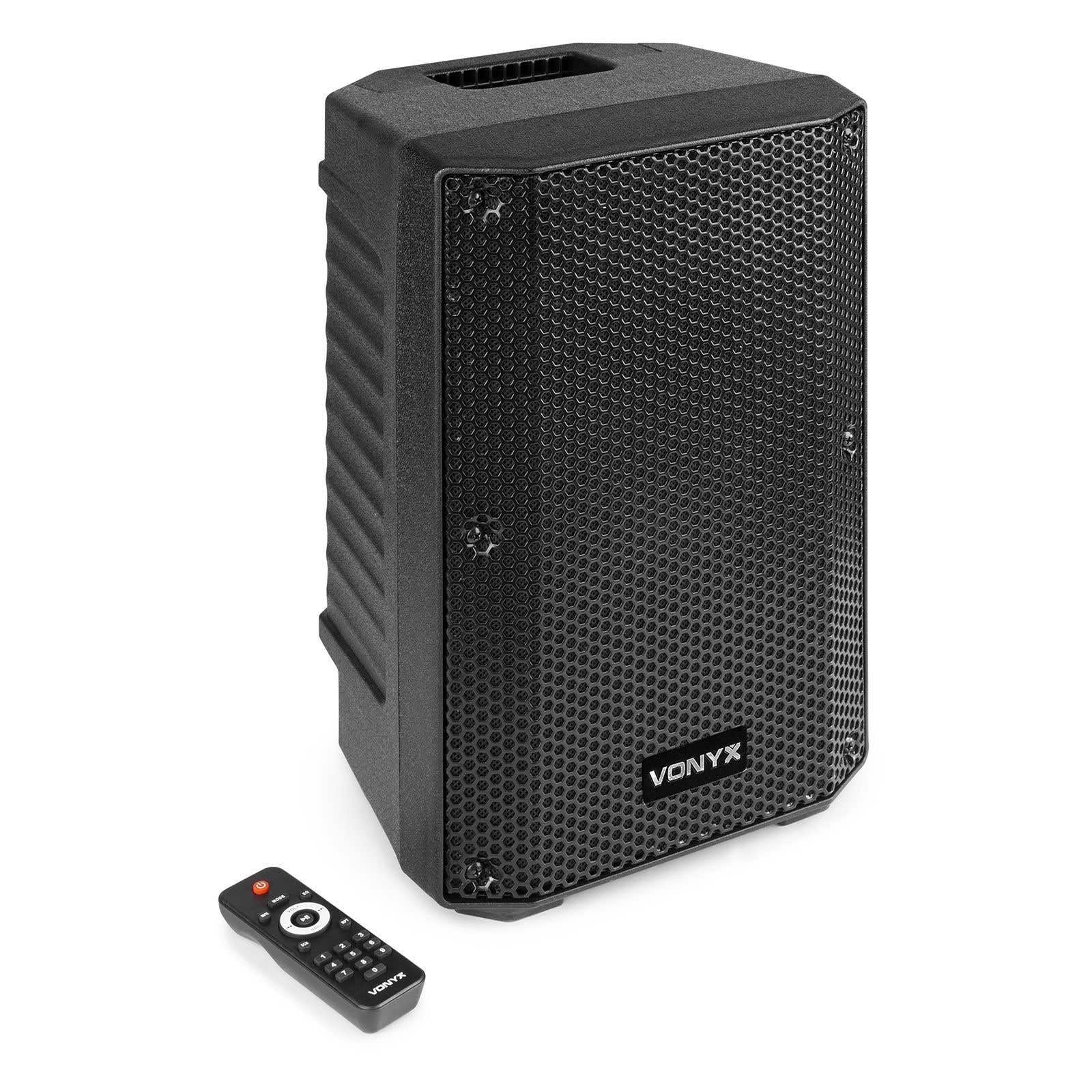 VONYX VSA08BT Enceinte Active Amplifiée Bluetooth 5.0-250 Watts, Woofer 8 Pouces, Montage sur Pied, Lecteur MP3, Affichage LCD, Idéal pour Les DJs Mobiles et pour Animer Vos Soirées