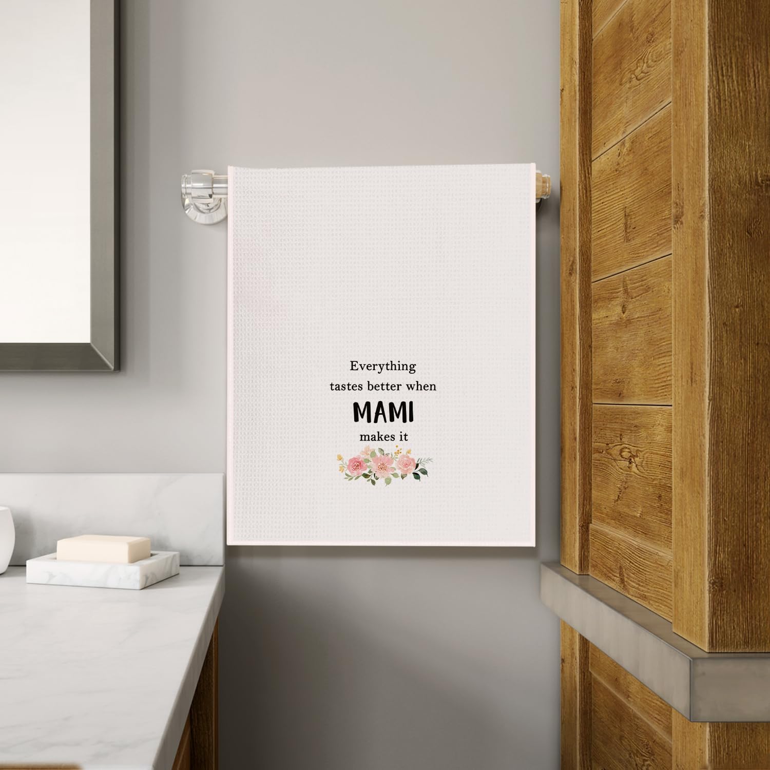 Mami Mom Gifts Kitchen Towels, Mami Mother Gifts from Daughter Son Kids Dish Tea Towels, Mom Gift for Birthday Christmas Mother's Day Decorative Hand Towel for Kitchen, 16x24 Inch image 4