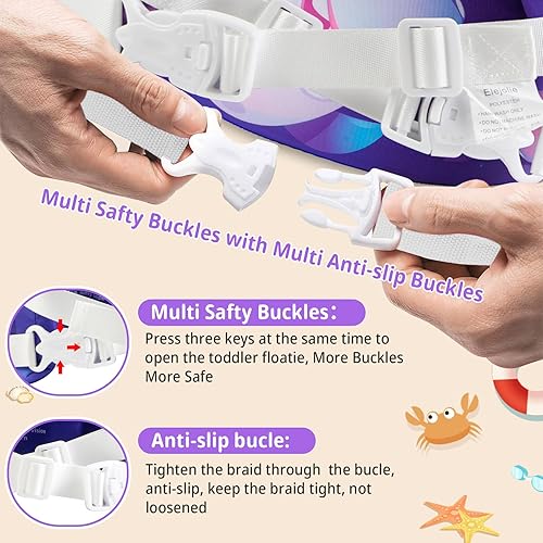 Miniatura 4 de Elejolie - Chaleco de natación para niños para aprender a nadar, chaqueta de seguridad infantil para niños de 2, 3, 4, 5, 6 años, con manguitos,