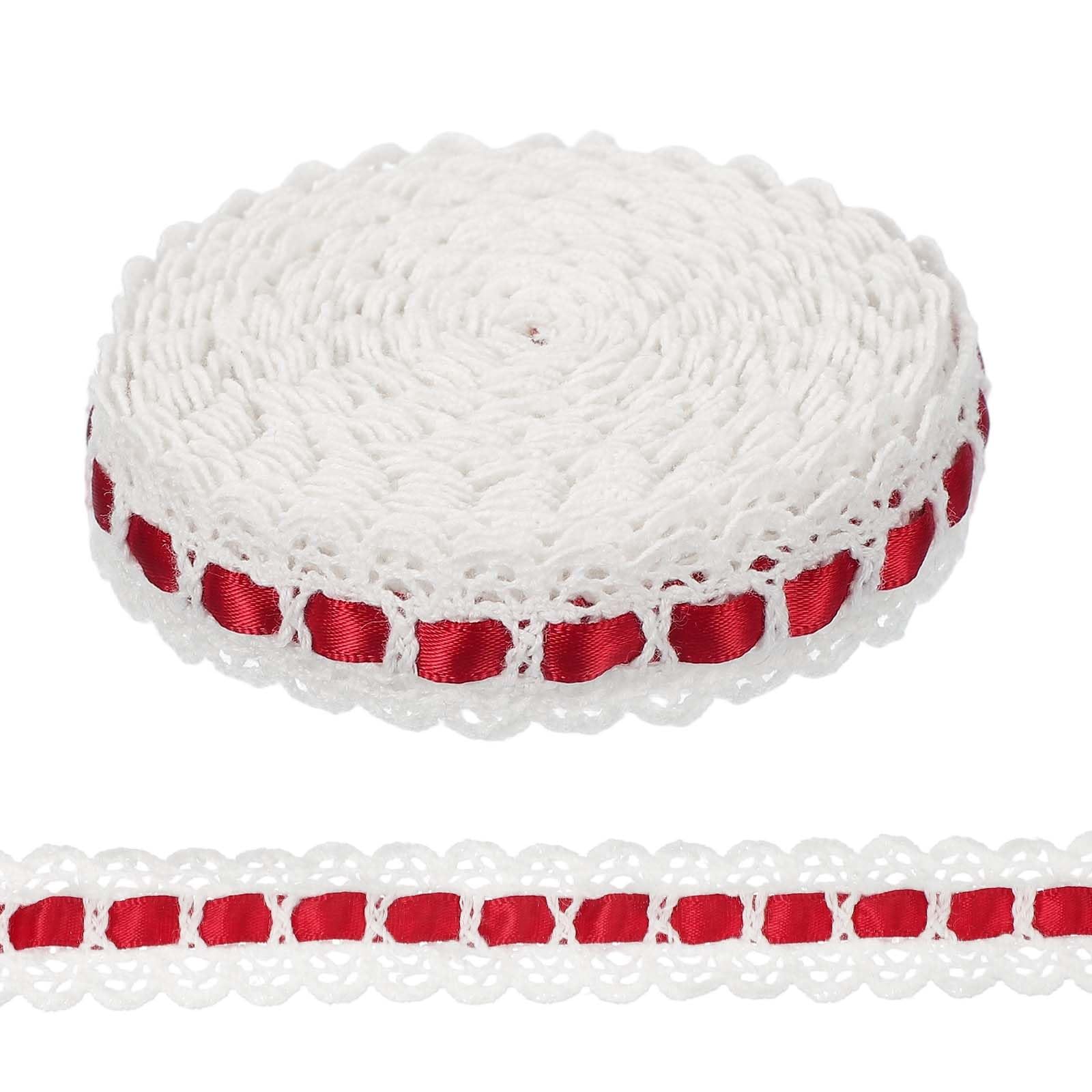 Dentelle à œillets rouge vin de 4,6m pour couture de robe