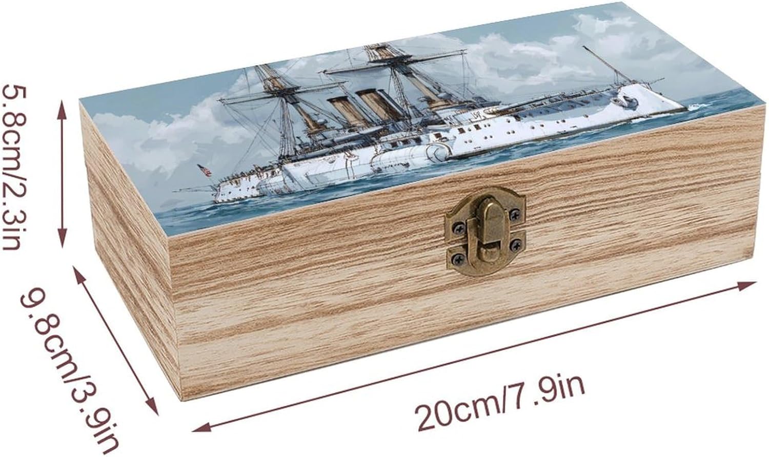 USS Warship Funny Storage Boxes with Lid Wood Home Organizer image 2