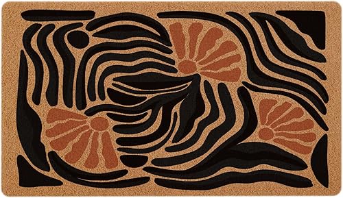 Miniatura 9 de Tapete bohemio para puerta de entrada, estilo retro, floral, para exteriores, antideslizante, para puerta trasera, porche, decoración del hogar (17