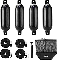 Vista 1 de Affordura Paquete de 4 Defensas de Barco Parachoques Defensas con 4 Cuerdas, Parachoques de Barco para Defensas de Barco Pontón Inflables