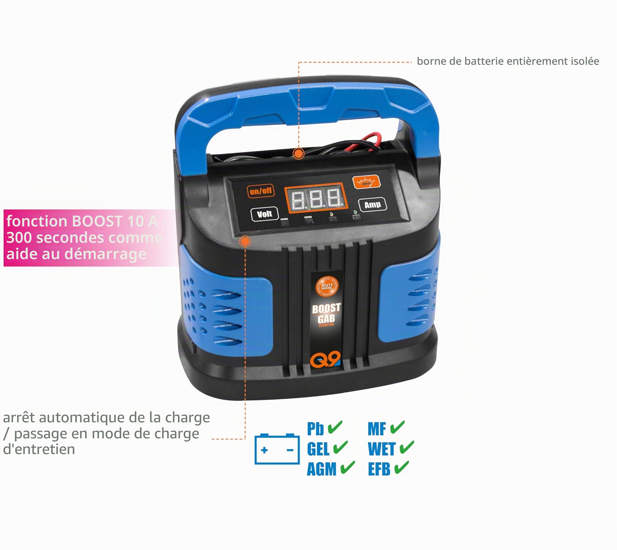 GUEDE GAB 12V/6V-10A Boost 85142 Chargeur de Voiture, Chargeur de Voiture, Ladespan