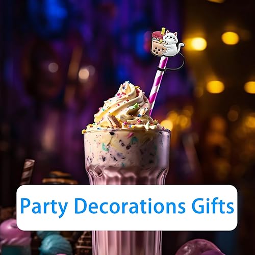 Miniatura 6 de Mikinya 6 fundas de paja de animales, de 0.315 a 0.315 pulgadas, tapas de paja de té de burbujas, fundas de punta de paja de silicona,