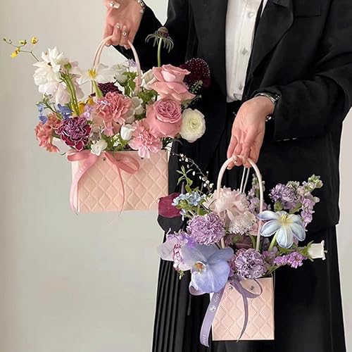 Miniatura 4 de Bolsas de regalo de flores, bolsas de flores para ramos de flores, caja de flores con asa para el día de la madre, día de San Valentín, boda,