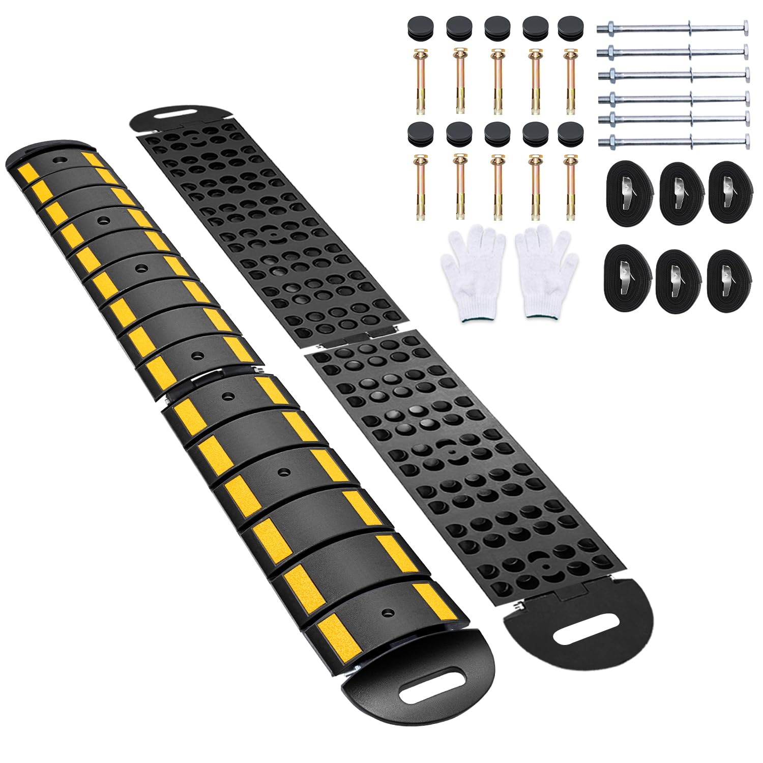 Photo 1 of 1 OF 2 ONLY


CXRCY Rubber Speed Bump, 2Pack 6.4FT Portable Speed Bumps, Heavy Duty Speed Bump for Driveway Asphalt Vehicle Traffic Road Concrete Garage Gravel Roads with 10 Bolts & 6 Straps (79.9 x 9 x 1.77 Inch)