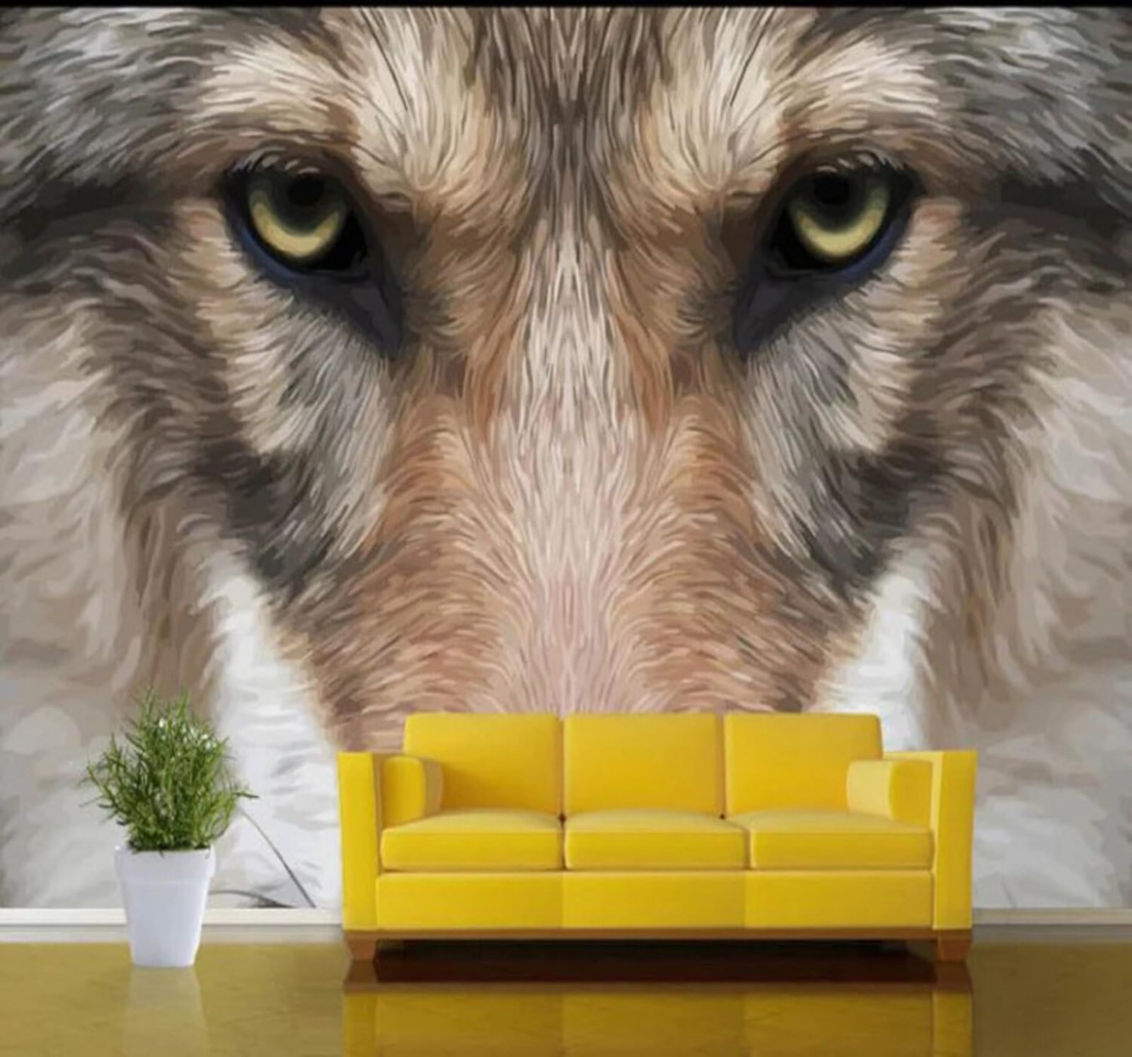 Wallpaper-3D-Xlm 350Cm×256Cm(B×H) Minimalist Three Dimensional Hand Drawn Animals Wolf 3D Wallpaper Easy Install Feature Office Living Room Sofa Bedroom Tv Background Wall Decoration-350Cm×256Cm