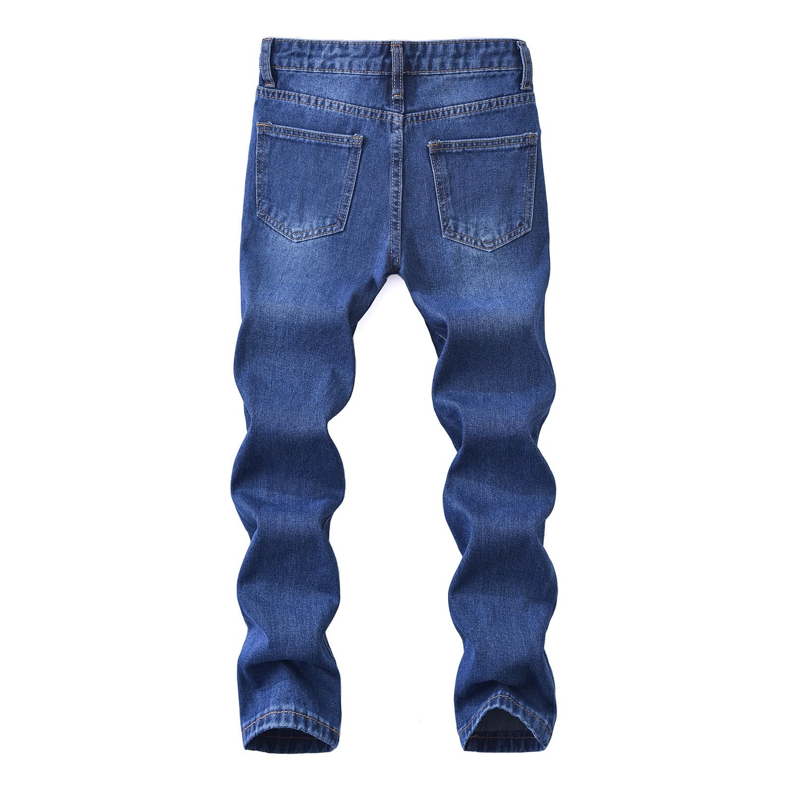 Generico Jeans Bambino 5-14 Anni Elasticizzati Regular Fit Pantaloni Jeans Denim Ragazzo Elastico Vita Comfort Pantaloni Lavoro Cargo Stretch Autunnali Scuola Streetwear con Tasconi