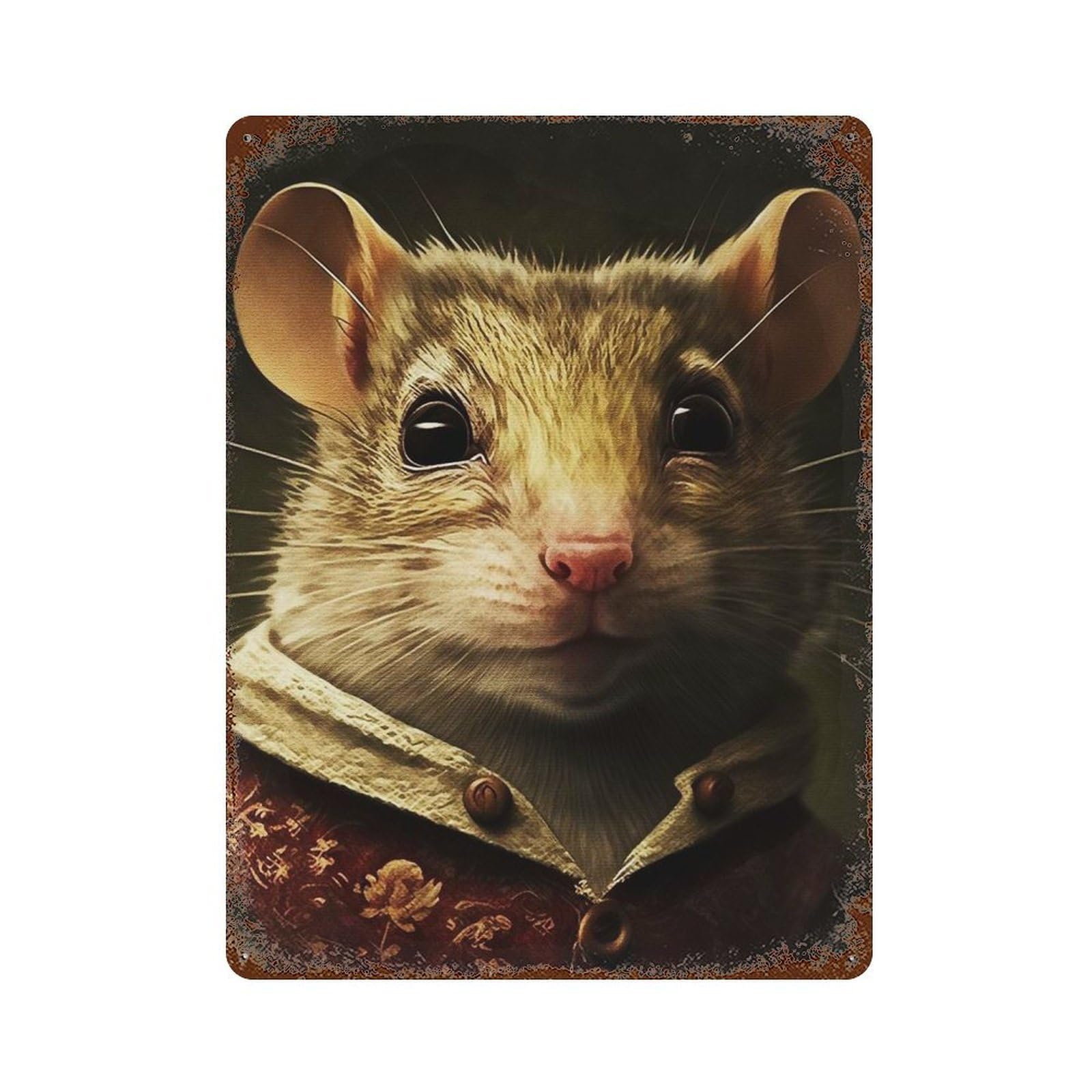Meme Mouse Rust Effect Tin Sign 15.7"x11.8", Vintage Wall Decor for Pub, Kitchen And Man Cave Decor