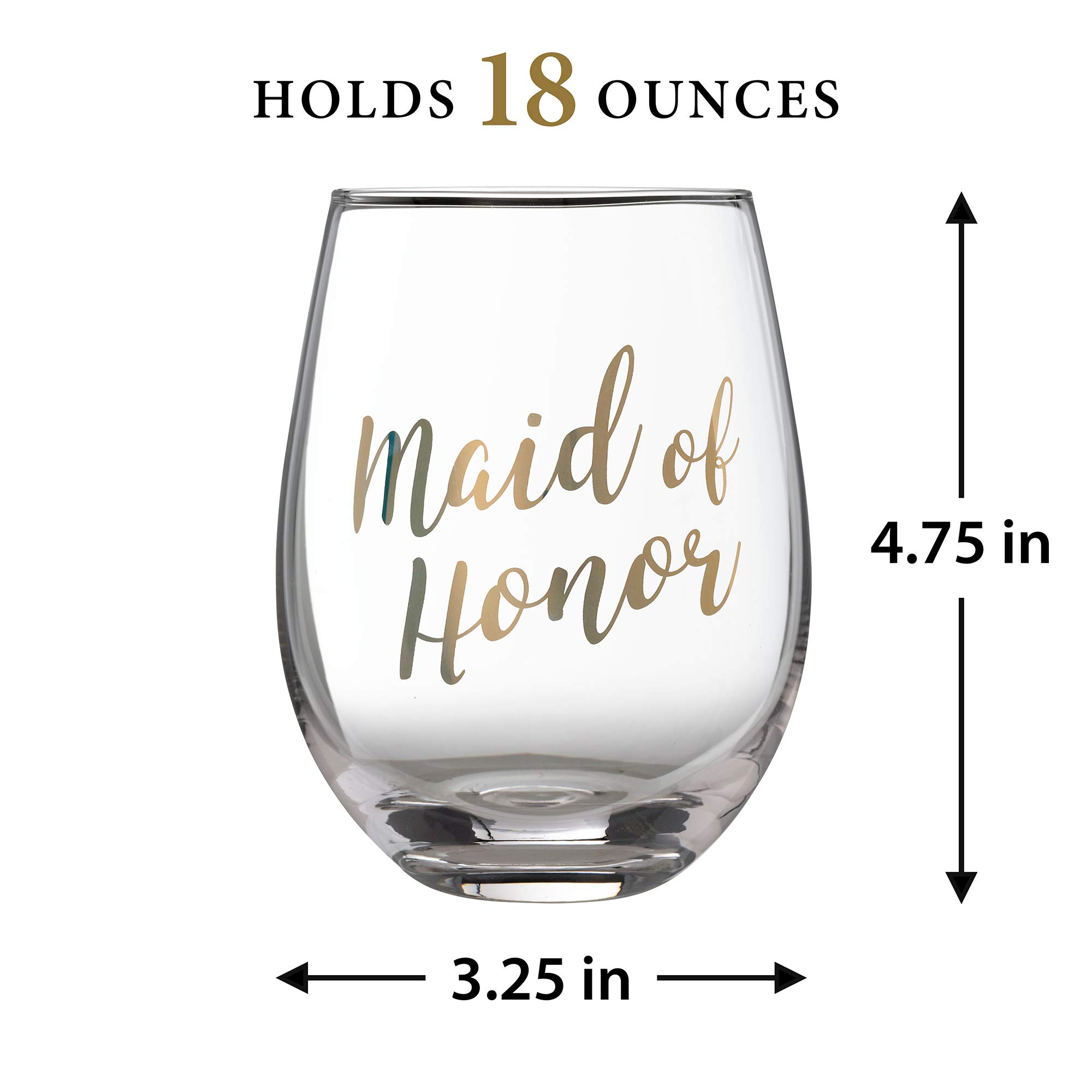 Lillian Rose Gold "Maid of Honor" Stemless Wine Glass