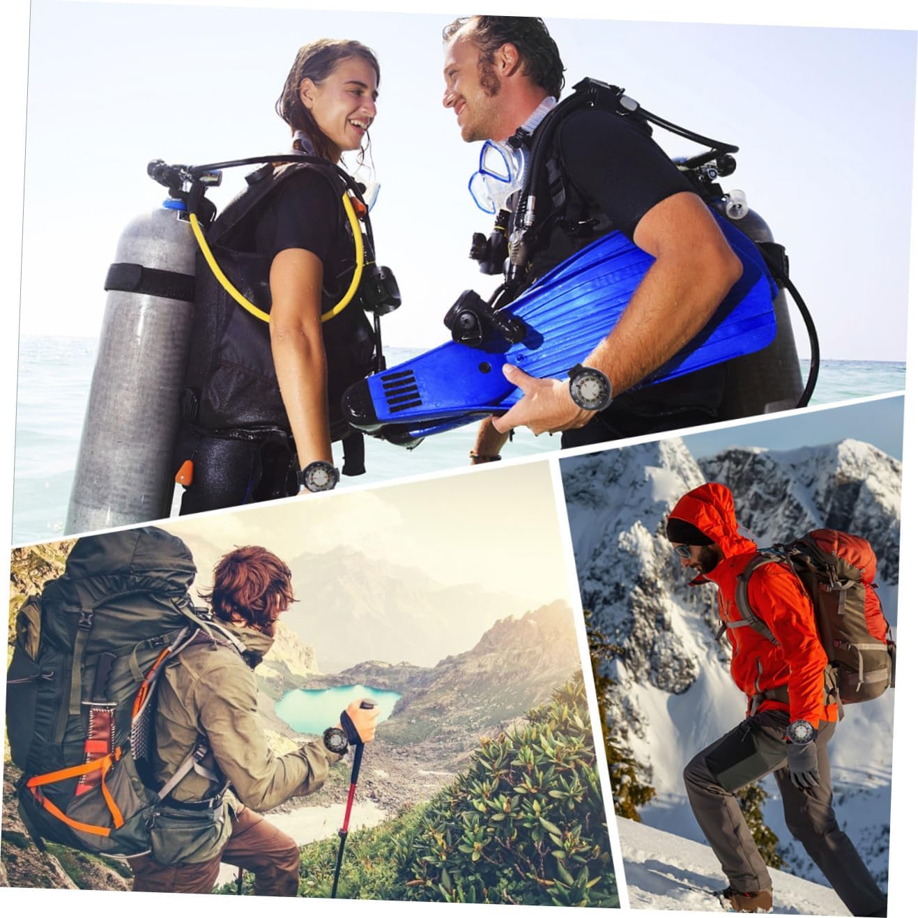 Waterproof Luminous Wristband Compass Mini Outdoor Watch Compass for Hiking Diving Camping Sports