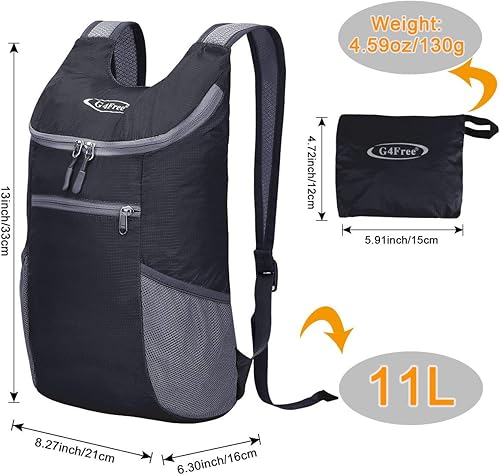 Miniatura 2 de G4Free Mochilas de senderismo ligeras y plegables de 11L + Mini mochila de senderismo de 10L Mochila pequeña para ciclismo al aire libre