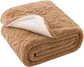 Cobertor Sherpa Casal Jacquard Dupla Face 2,20x1,80m Manta Grossa Macia Quentinha Cáqui
