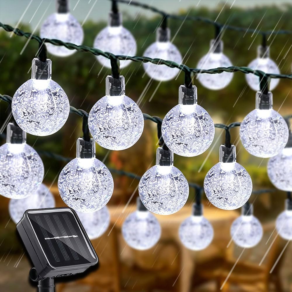 Guirlande Lumineuse Exterieur Solaire, LEDs Guirlande 8 Modes, Guinguette Extérieur, IP65 Étanche, pour Terrasse Balcon Fête Jardin (Blanc,2,3cm ø 22m 200 Ampoules)