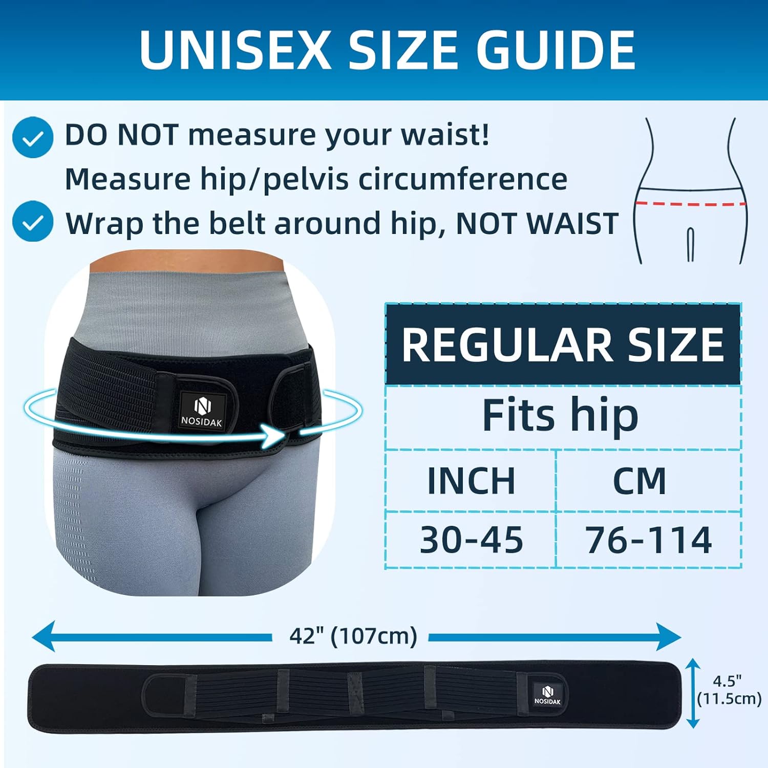 SI Belt - Sacroiliac Belt for Women and Men, SI Joint Pain Relief, Pelvis Support, Sciatic Nerve Brace, Lower Back Lumbar Hip Brace for Sciatic Pain Relief, Adjustable Pregnancy Support Band