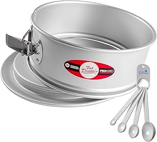 Lumintrail Fat Daddios Aluminum Springform Cake Pan, 10 x 3 Inch, Anodized Aluminum with a Measuring Spoon Set