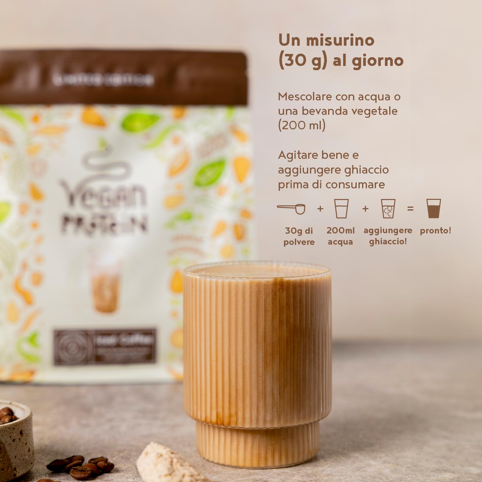 LIMITED EDITION Proteine in Polvere Vegane | Gusto Caffè Freddo | 18g Proteine Vegetali Isolate in Polvere di Pisello, Riso e Girasole | Massa Muscolare | 600g Vegan Protein Powder | Alpha Foods