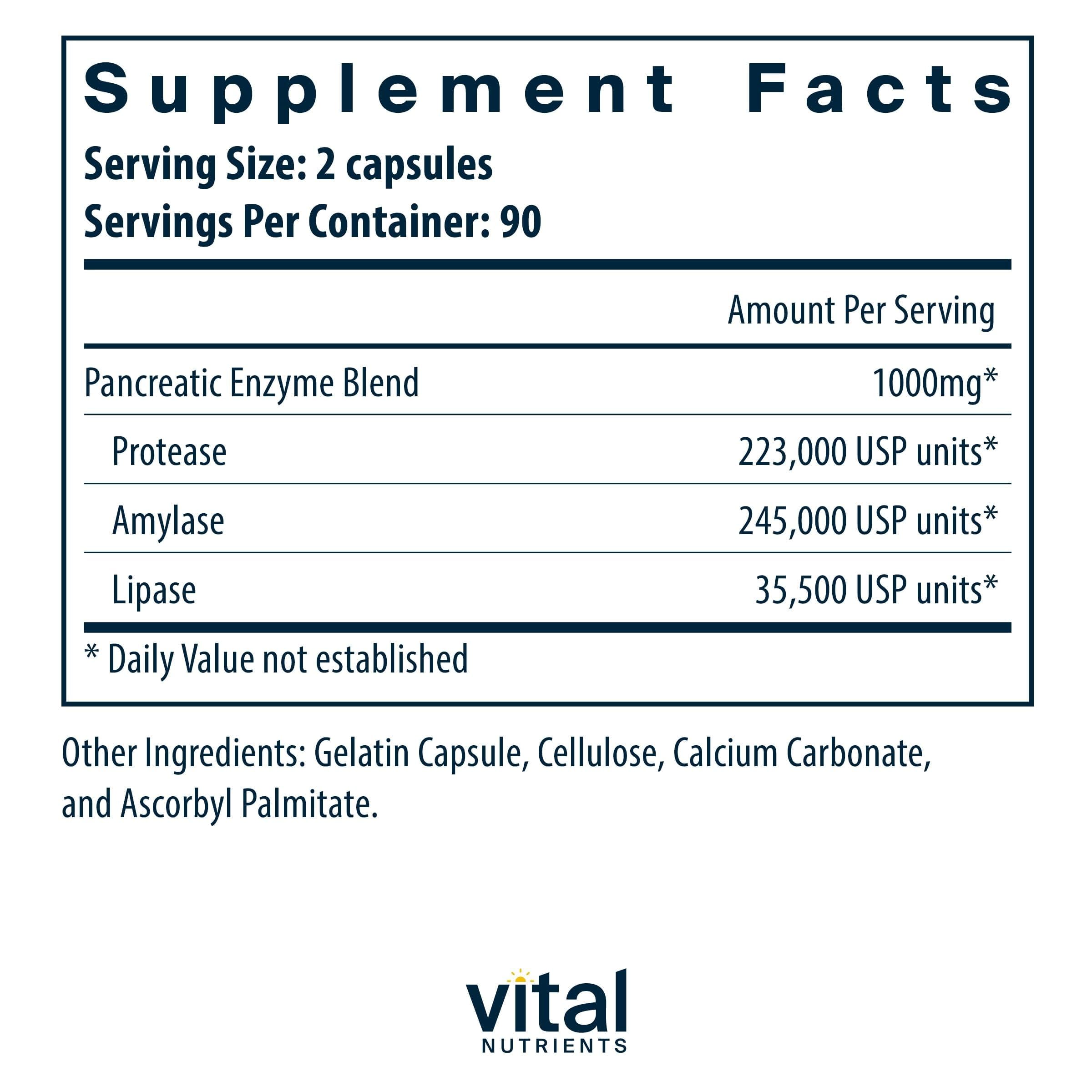 Vital Nutrients Pancreatic Enzymes 1,000mg, 180 Capsules — Amazon image 2