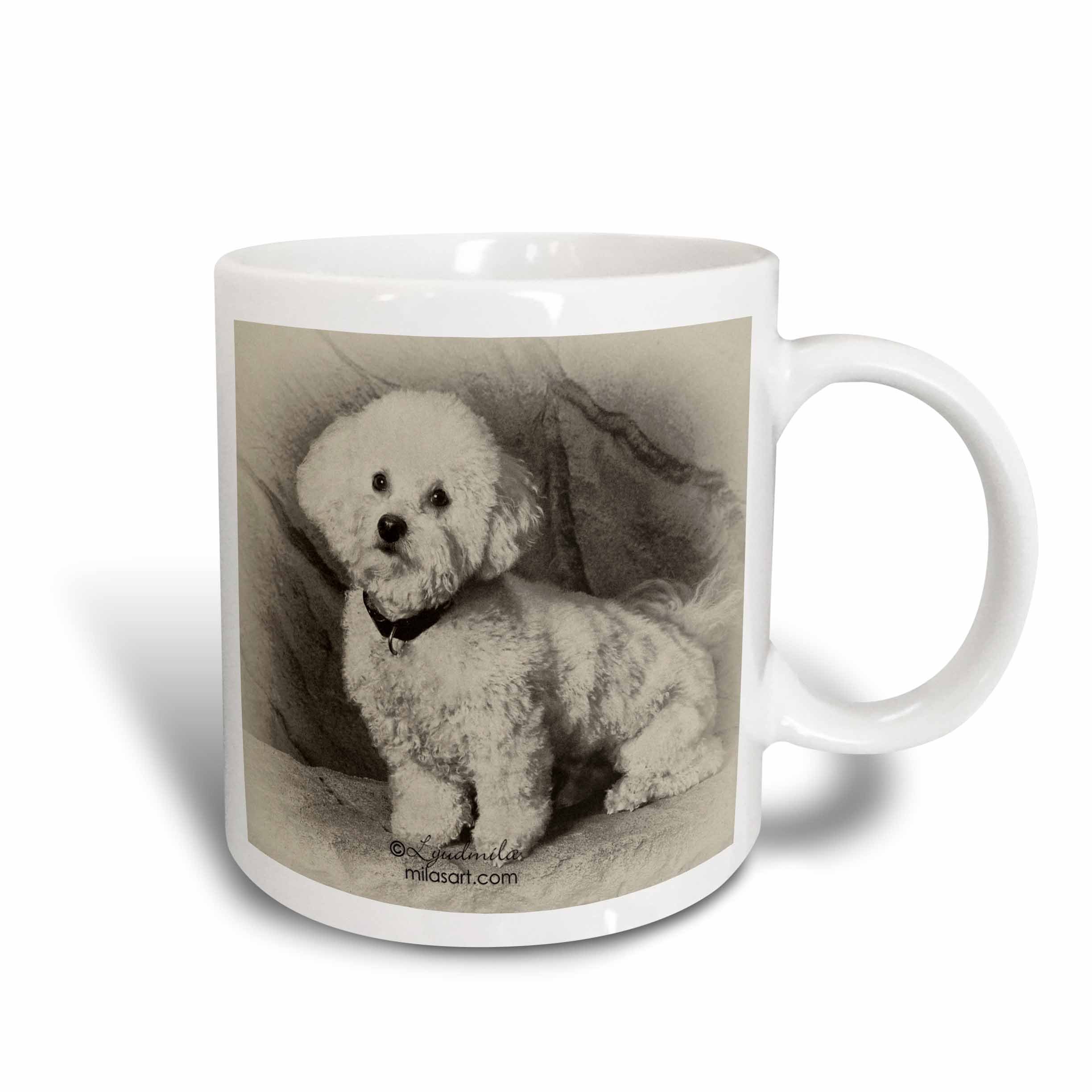3dRose3dRose mug_4625_1 Bichon Frise Ceramic Mug, 11 oz, White