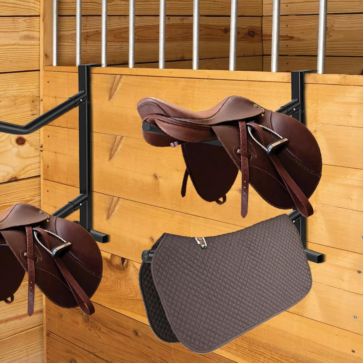 2 Pack Portable Saddle Rack,Heavy Duty Removable Saddle Rack Stand Double Saddle Rack for English and Western Style Saddles