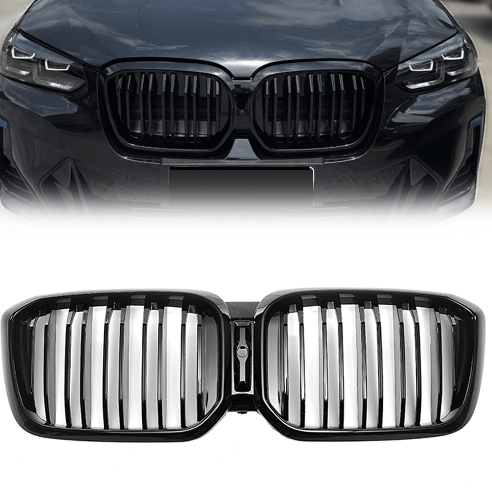 Grille de rein avant pour corriger le look standard X3 X4 calandre double ligne noir brillant G01 G02