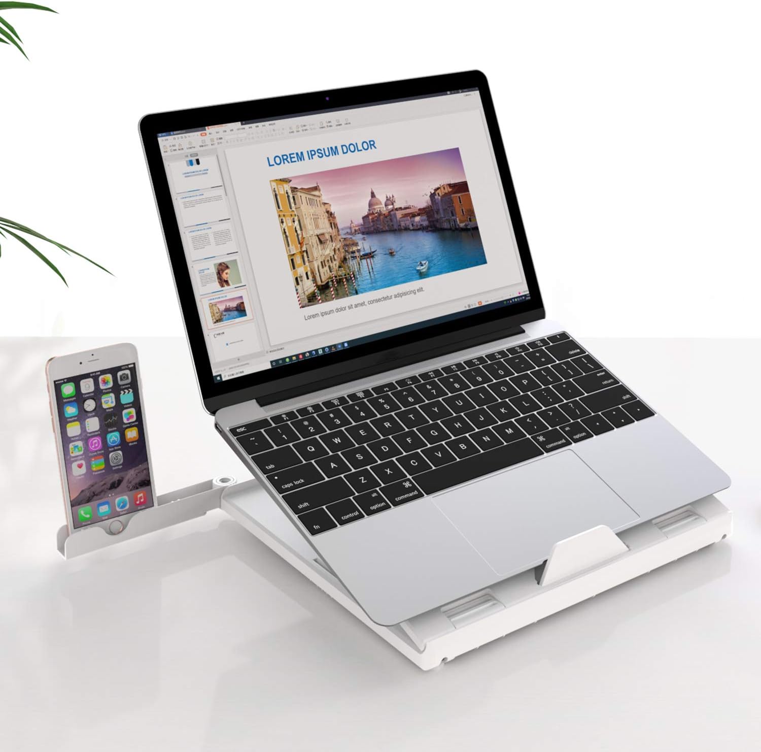 Olmaster Foldable Laptop Stand?Adjustable Multi-Angle Computer Riser,Portable Laptop Holder with Heat-Vent for MacBook, Air, Pro, Surface Laptop More 9-15.6 inches PC, Notebook