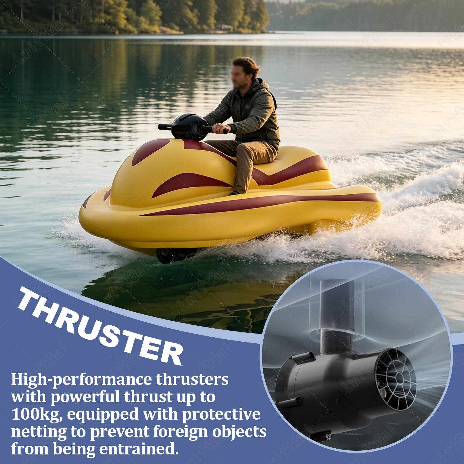 Moto AcuáTica Inflable De Verano con Scooter Submarino (Motor De 250w), Capacidad de Carga 100 kg, 60 min de Uso, 6-8 km/h, para Snorkel Buceo Natación Green