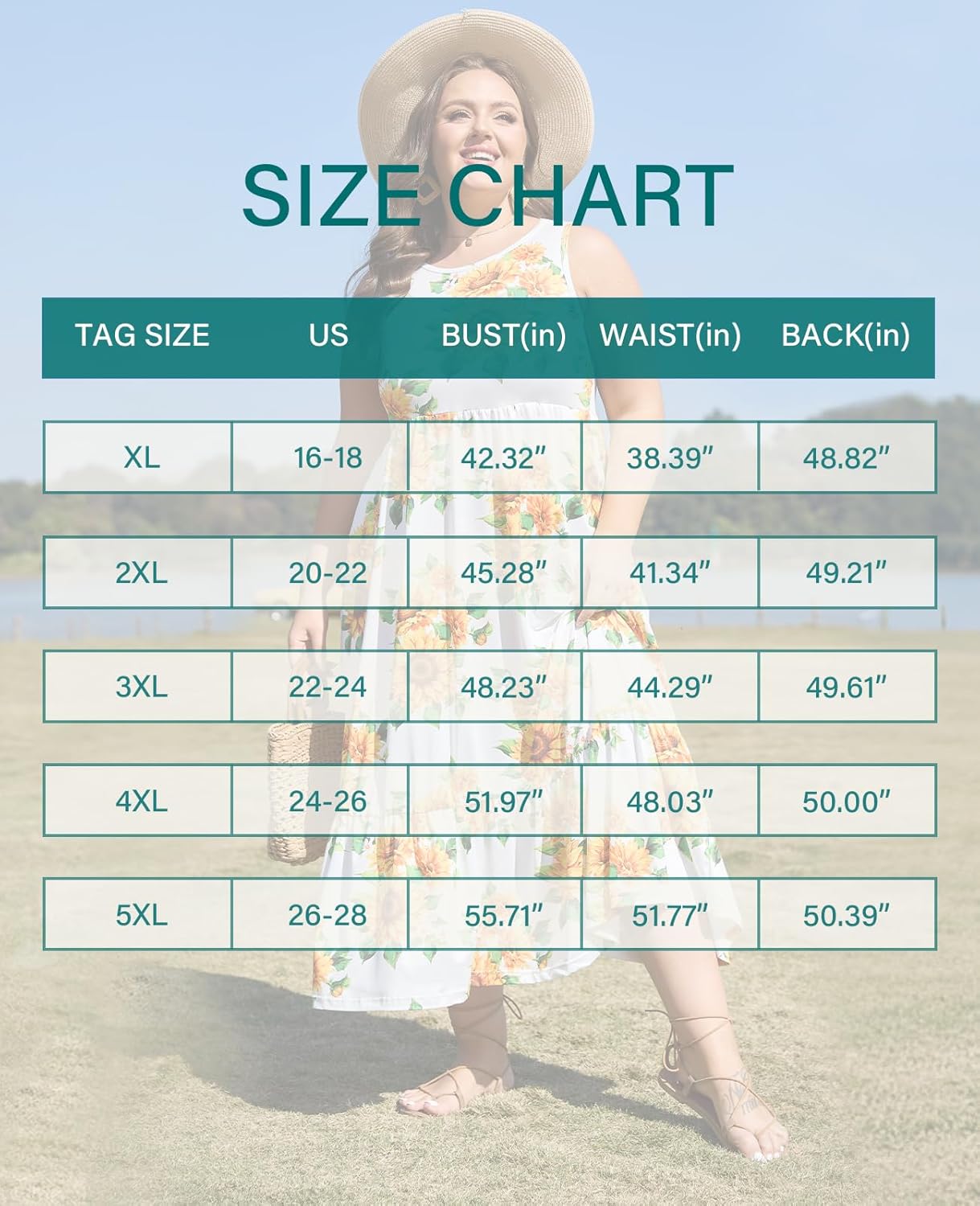 Moon Wood Women's Plus Size Sleeveless Summer Dress Crewneck Tank Casual Flowy Maxi Dress with Pockets Vacation Outfits - Image 5