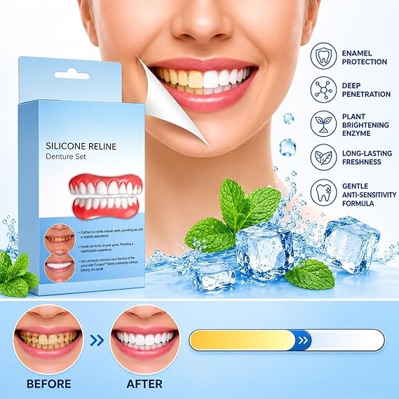 Moldable False Teeth,Dentures for Women and Men Veneers Teeth Silicone Dentures Set for Both Upper and Lower, Temporary Dentures DIY at Home Within Minutes Fix Your Smile