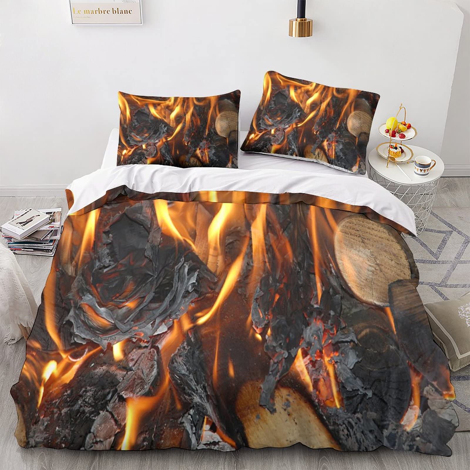 Housse de couette Hellfire 200x200 zippée pour parure de lit Flame 3D ado facile à border