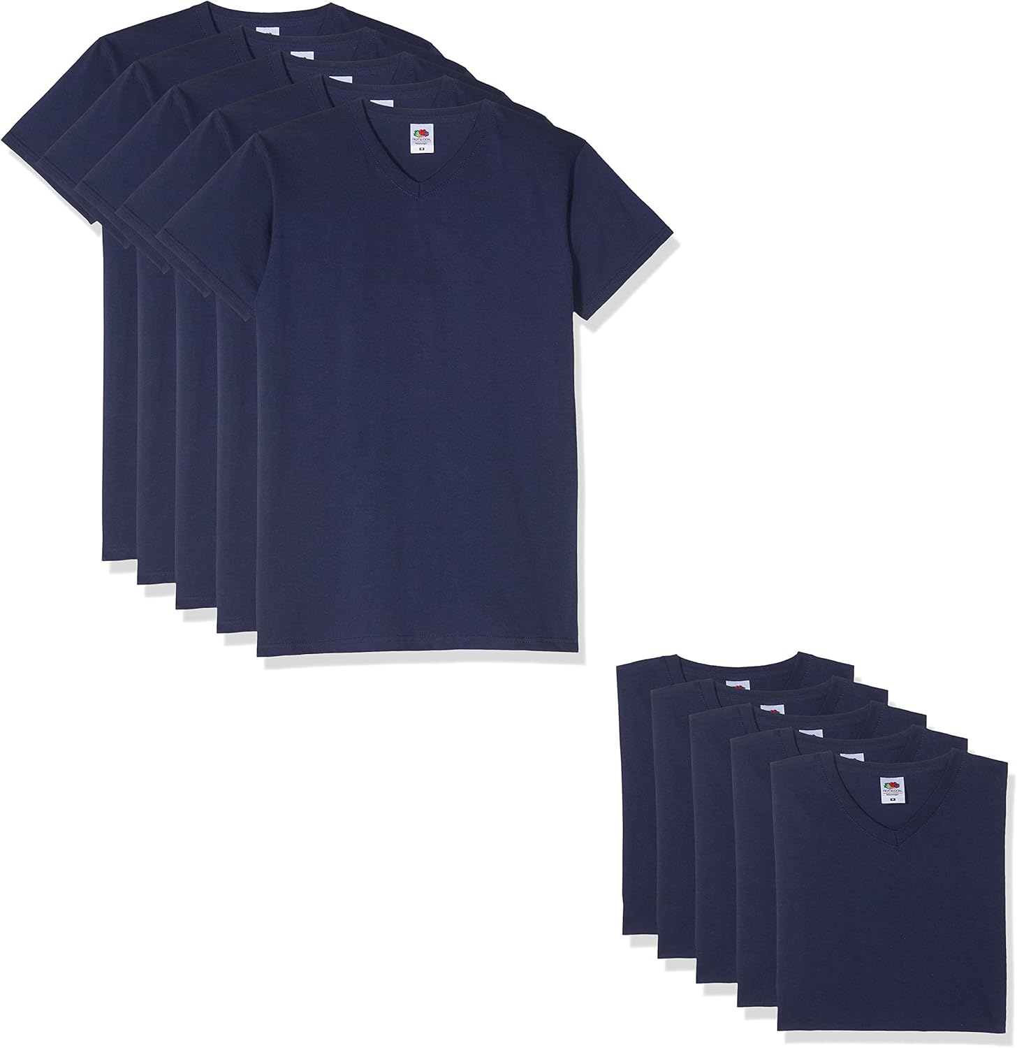 Fruit of the Loom T-shirt, met V-hals, in verschillende maten en kleuren, 10 stuks, wit, 4XL