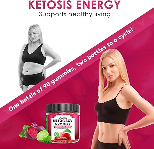 Miniatura 2 de 90 gomitas Keto ACV  Salud digestiva y impulso de energía  Vinagre de sidra de manzana con madre 1500 mg  Veganas, sin OMG, sin gluten  para mujeres