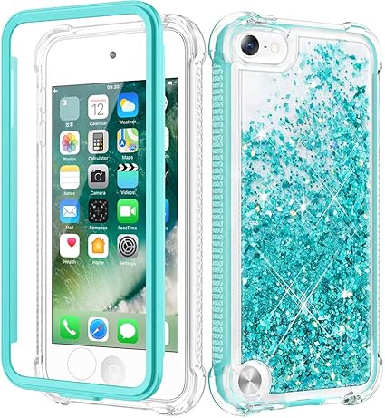Amazon Caka Ipod Touch 5 6 7用ケース Ipod Touchケース 第5世代 第6世代 7世代 女の子用 キラキラ光るフルボディケース スクリーンプロテクター付き キラキラ光るフローティングリキッドキュートケース Ipod Touch 5 6 7用 ティール Caka ケース