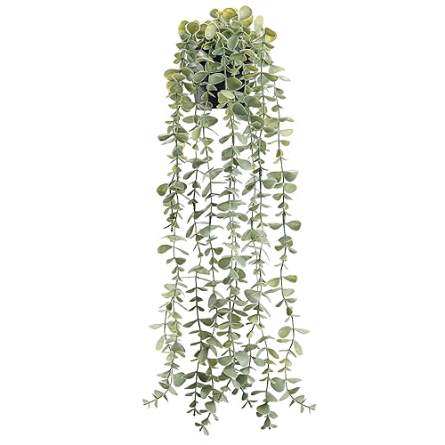 Der Rose 1Pcs Fake Plants Hanging Artificial Potted Faux Eucalyptus
