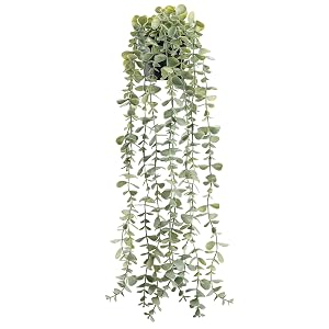 Der Rose 1Pcs Fake Plants Hanging Artificial Potted Faux Eucalyptus Plants for Modern Boho Farmhouse Bathroom Office Desk