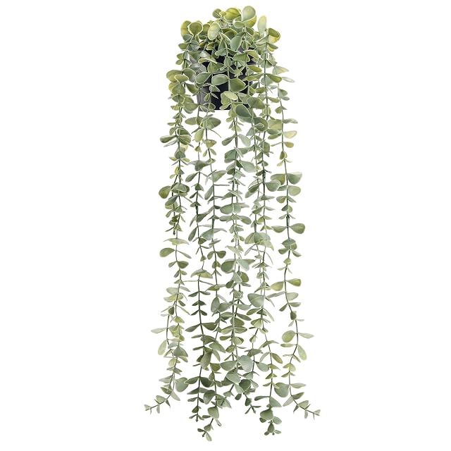 Der Rose 1Pcs Fake Plants Hanging Artificial Potted Faux Eucalyptus Plants for Modern Boho Farmhouse Bathroom Office Desk