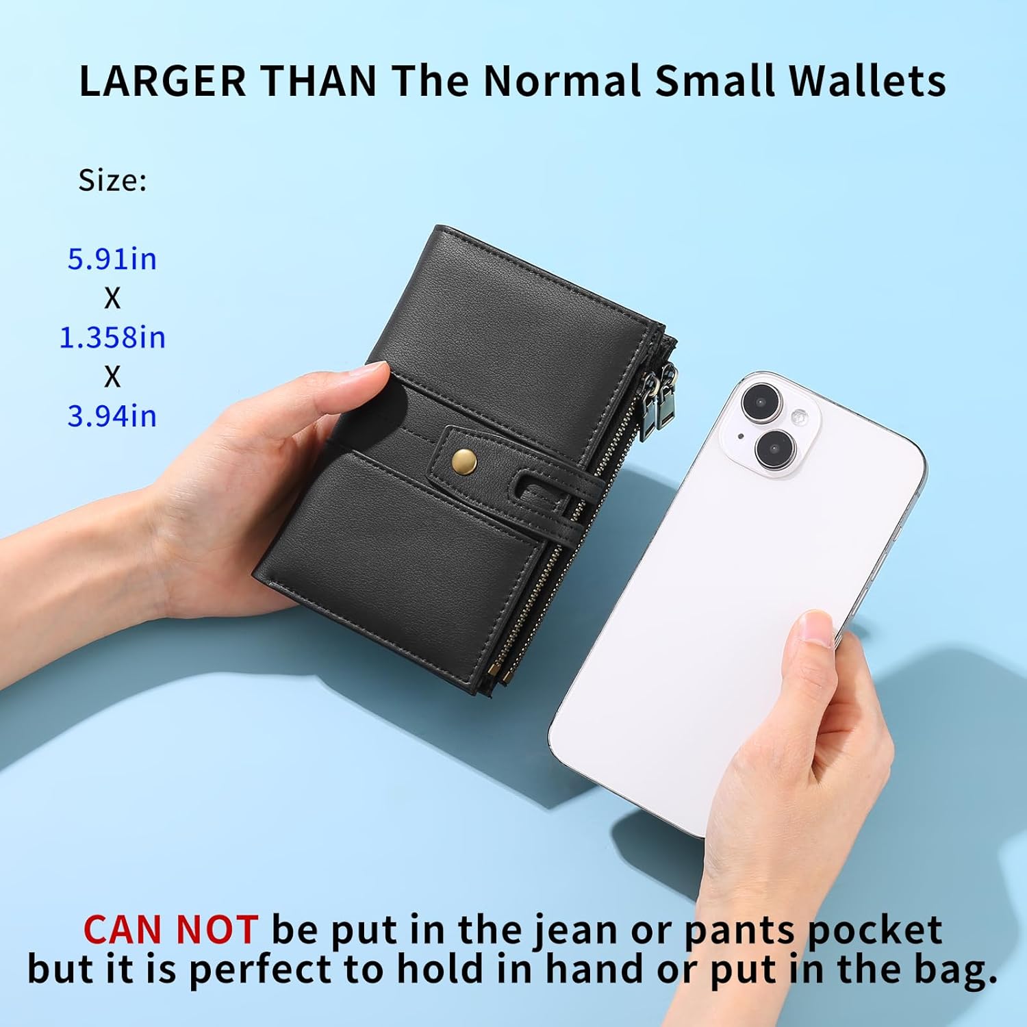 GAEKEAO Wallets for Women Leather RFID Blocking Bifold Double Zipper Pockets Wallet Card Case Purse with 4 ID Windows - Image 6